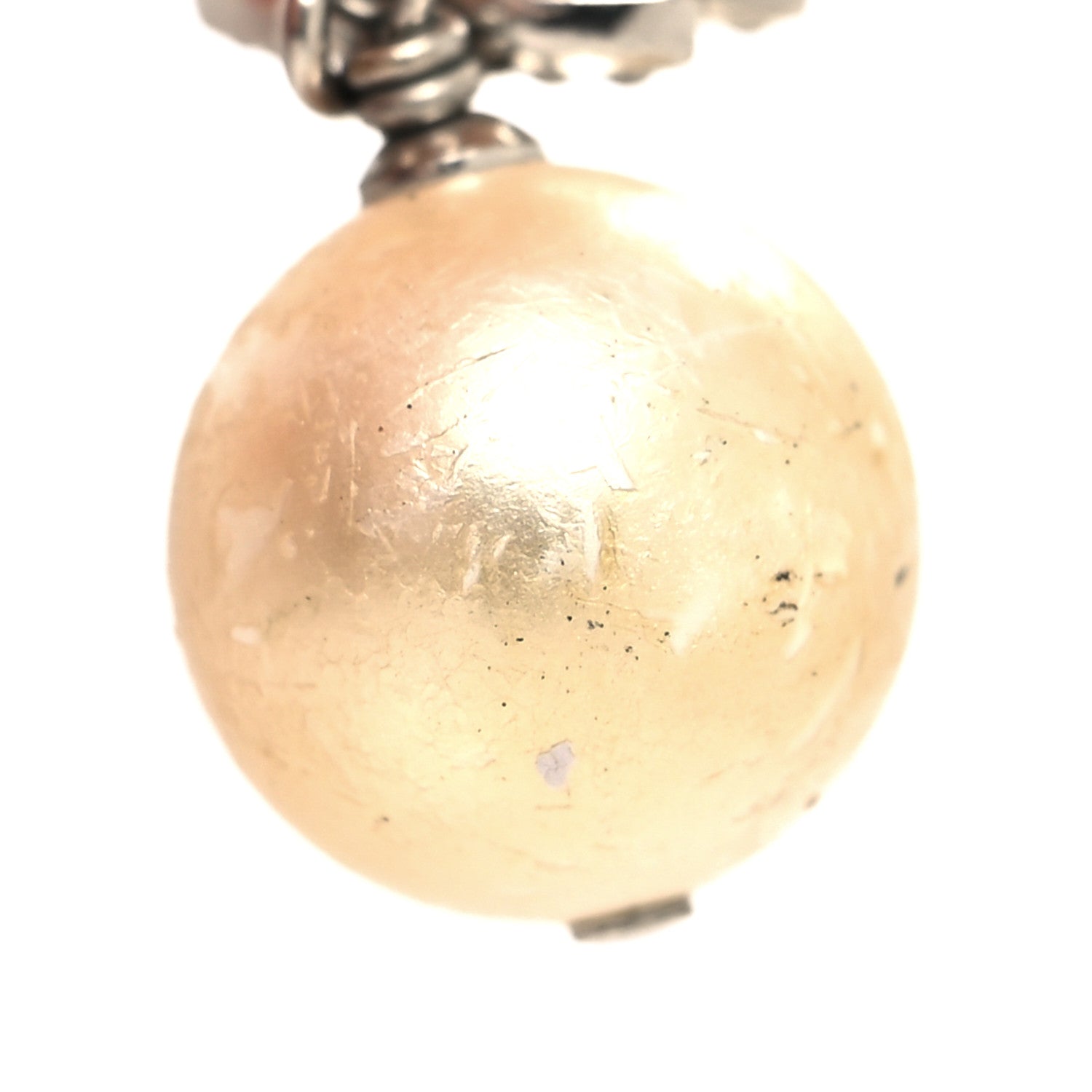 Chanel Crystal Pearl CC Drop Earrings Silver Pearly White 5 of 5
