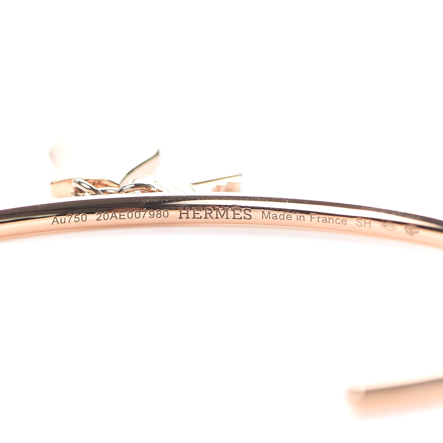 Hermes 18K Rose Gold TPM Kelly Clochette Cuff Bracelet SH 4 of 5