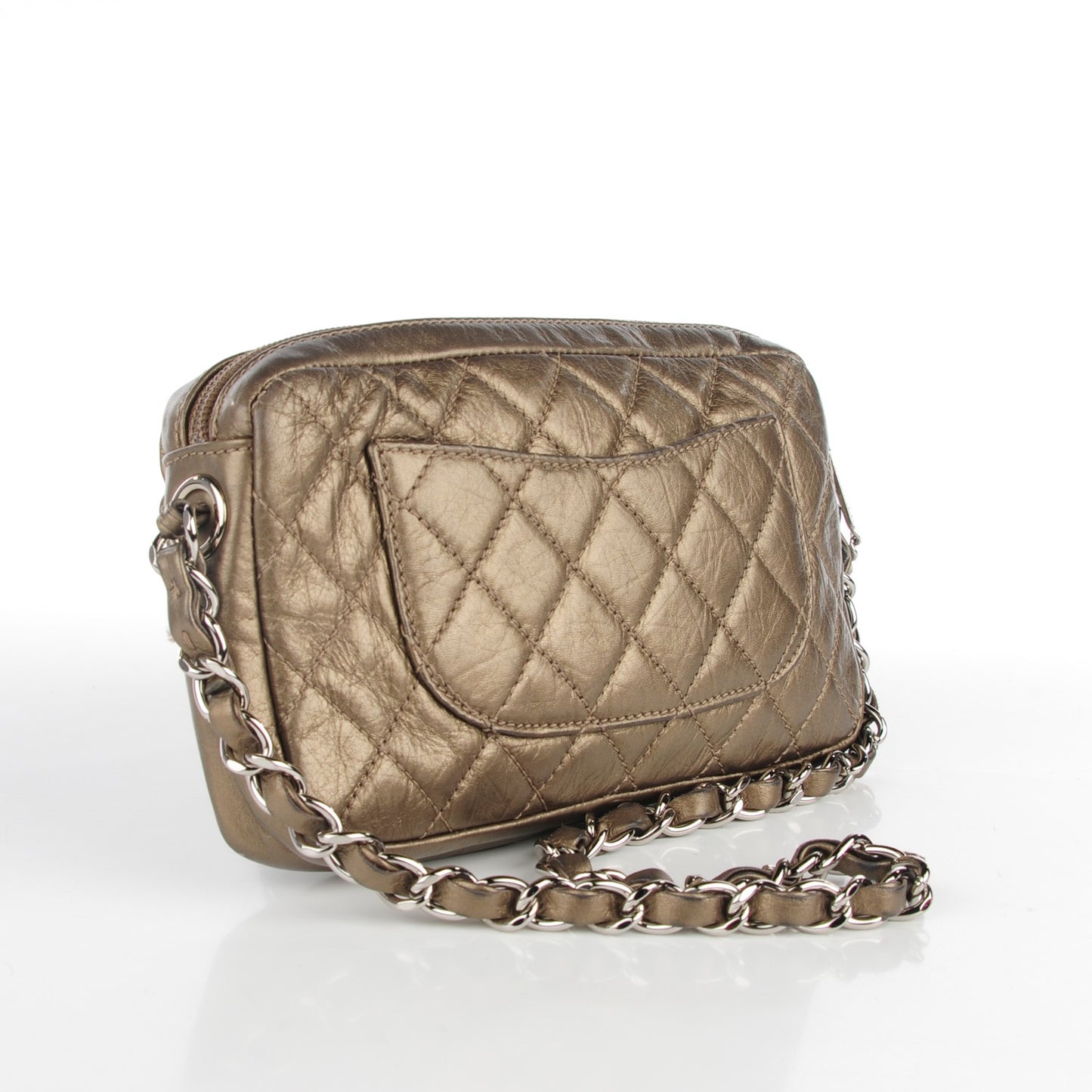 Aged Calfskin Quilted Cotton Club Pochette Gold