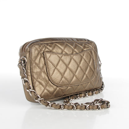 Chanel Aged Calfskin Quilted Cotton Club Pochette Gold 3 of 7