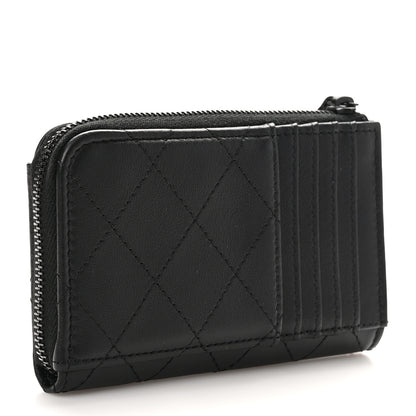 Chanel Lambskin Quilted Zip Card Holder So Black 3 of 9