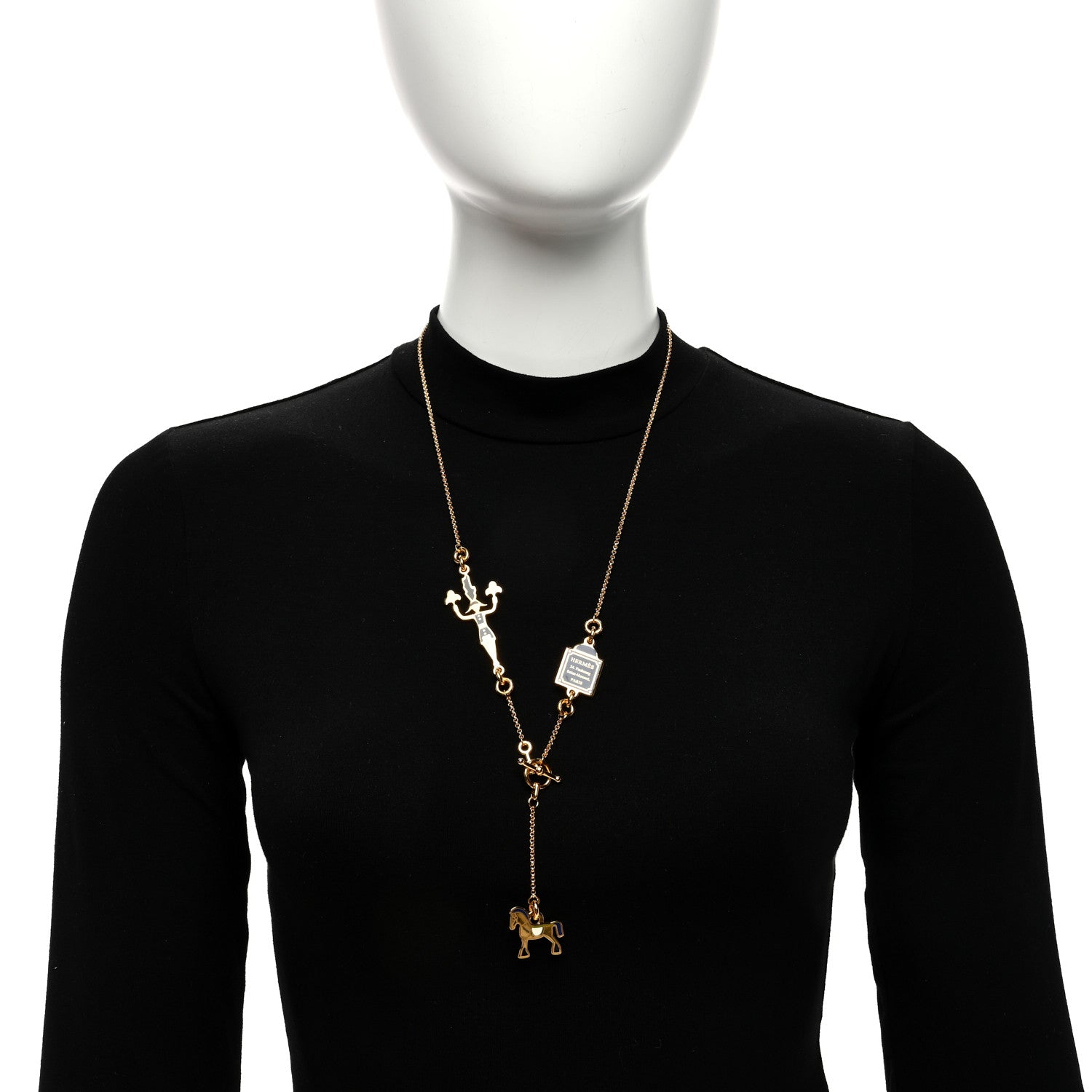 Hermes Metal Enamel Cheval Grand Parade Necklace Gold 2 of 5