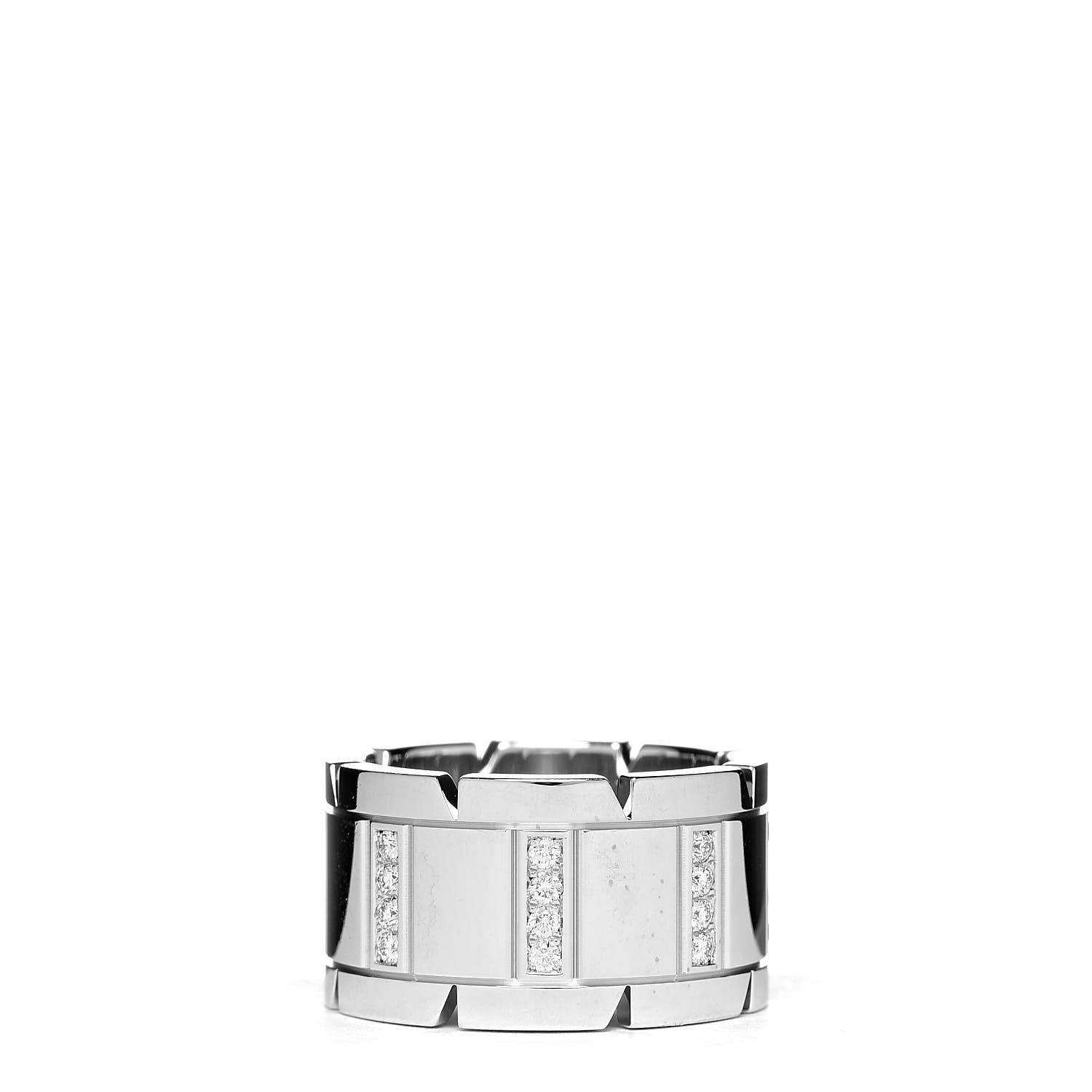Cartier 18K White Gold Diamond 11mm Tank Francaise Ring 50 5.25 1 of 4