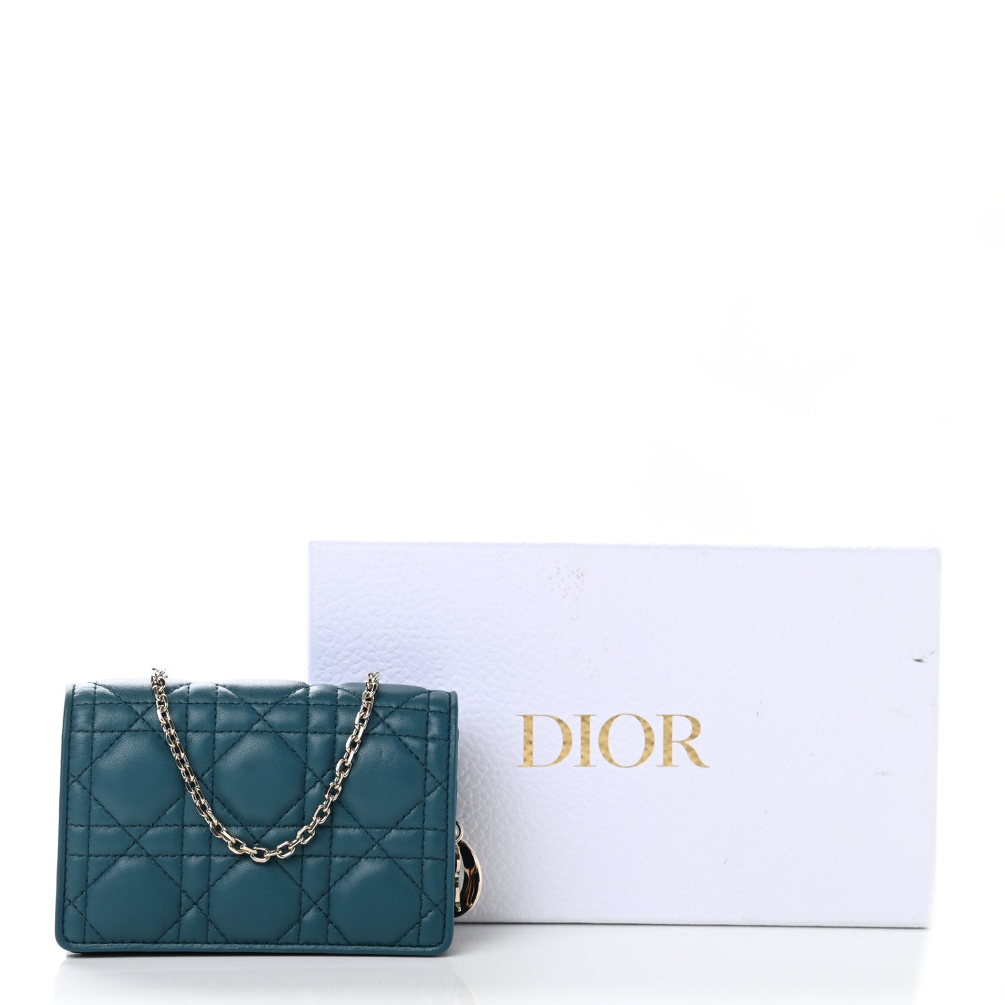 Lambskin Cannage Mini Waist Pouch on Chain Deep Ocean