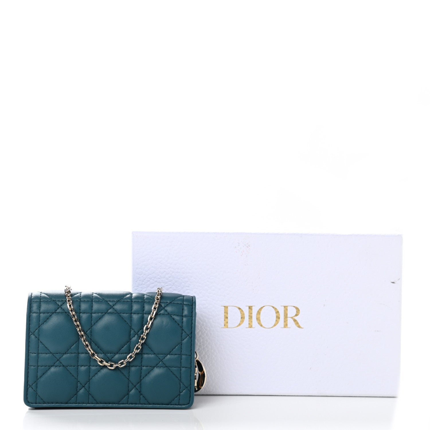 Christian Dior Lambskin Cannage Mini Waist Pouch on Chain Deep Ocean 11 of 11