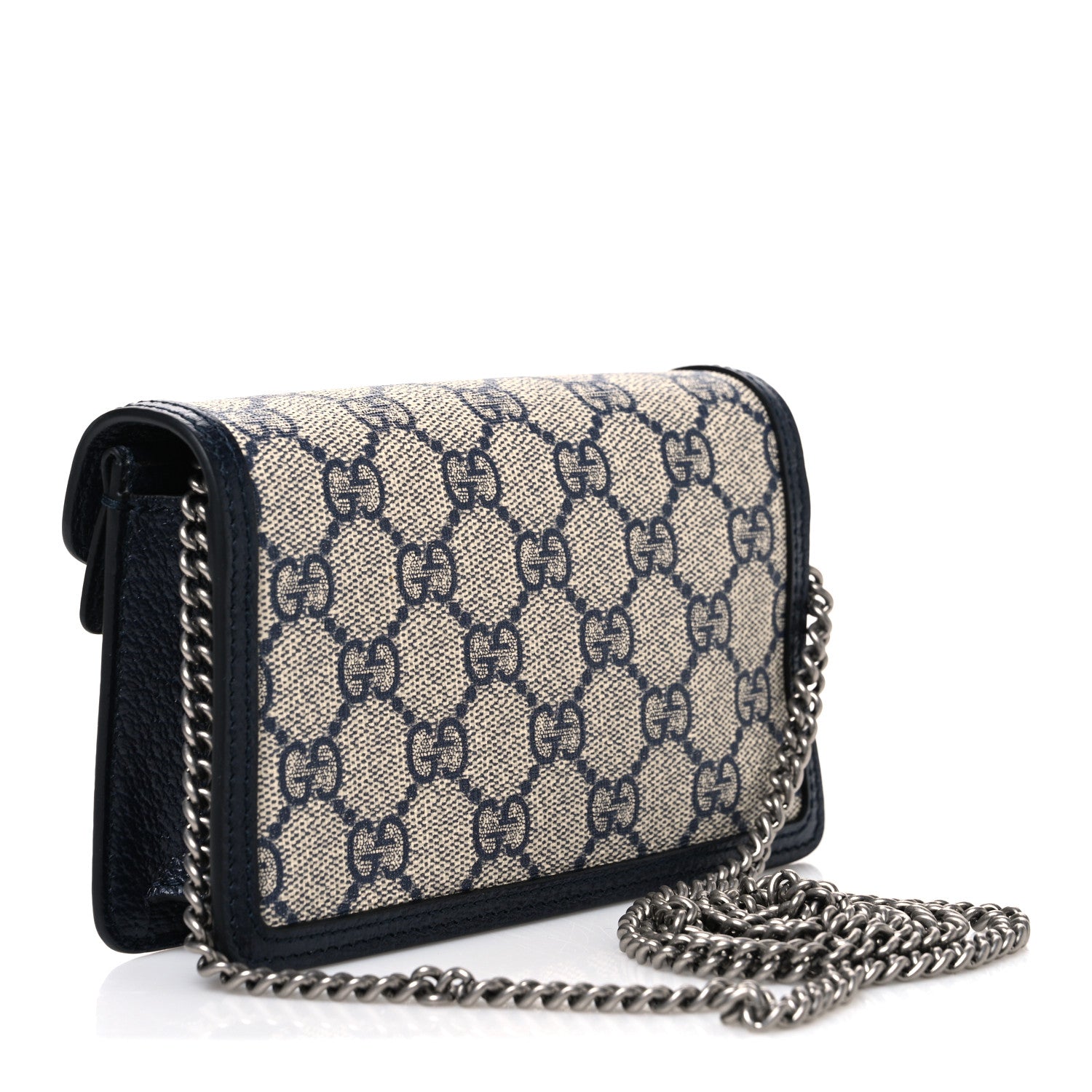 Gucci GG Supreme Monogram Textured Dollar Calfskin Super Mini Dionysus Shoulder Bag Beige Blue 3 of 10