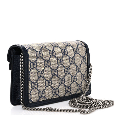 Gucci GG Supreme Monogram Textured Dollar Calfskin Super Mini Dionysus Shoulder Bag Beige Blue 3 of 10