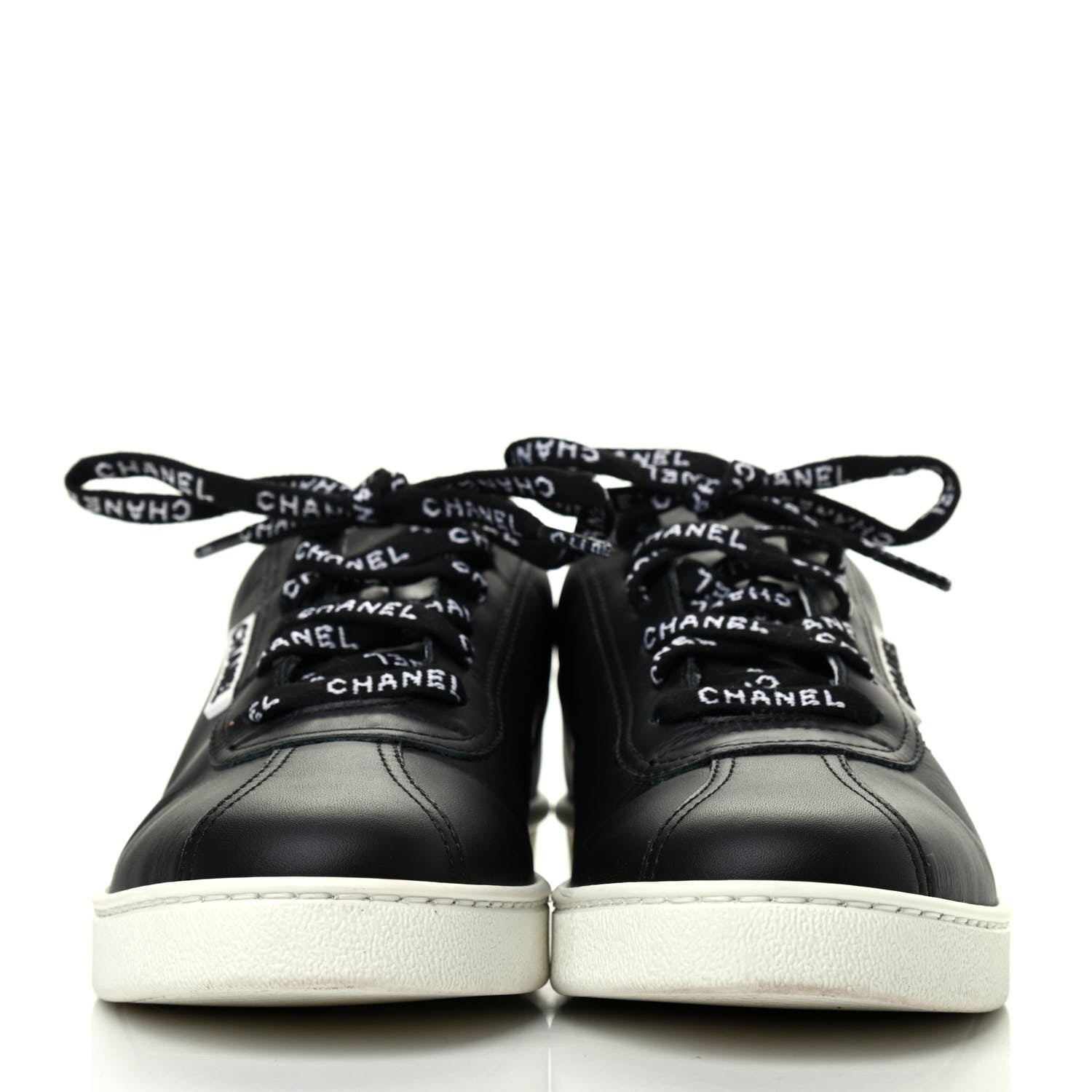 Chanel Calfskin CC Womens Sneakers 38 Black 2 of 4
