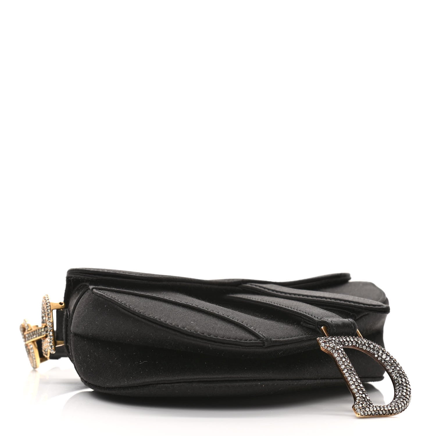 Christian Dior Satin Crystal Mini Saddle Bag Black 4 of 9