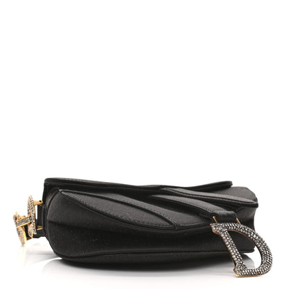 Christian Dior Satin Crystal Mini Saddle Bag Black 4 of 9