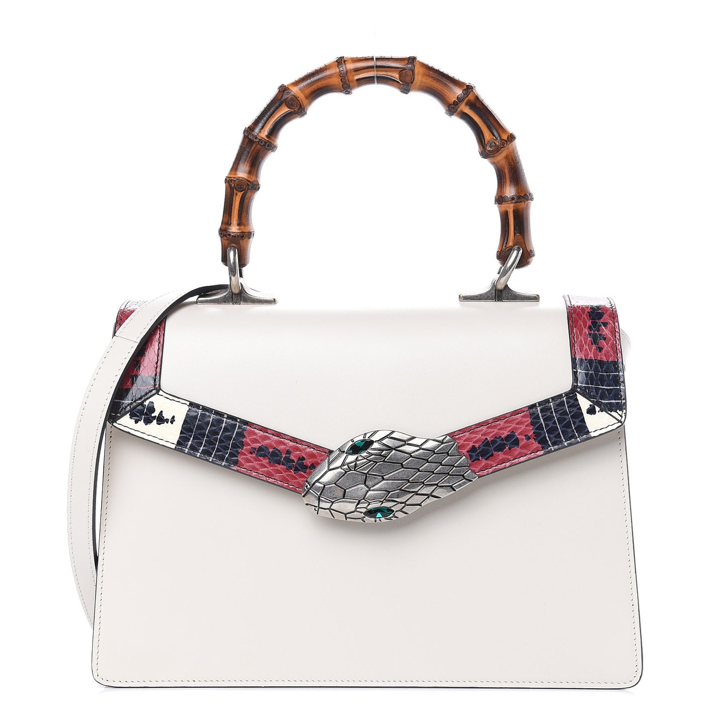 Calfskin Snakeskin Small Lilith Top Handle Bag White