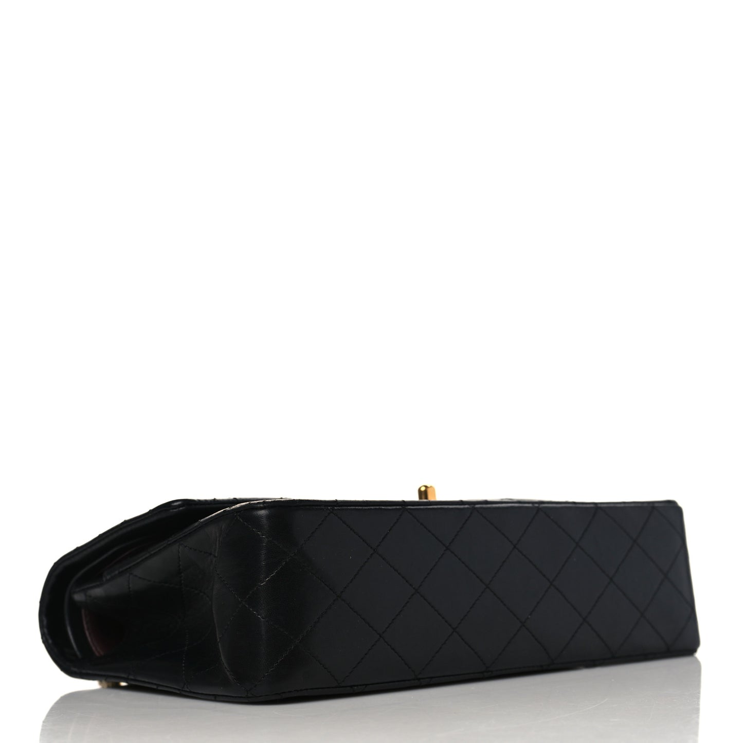 Lambskin Quilted Medium Double Flap Black