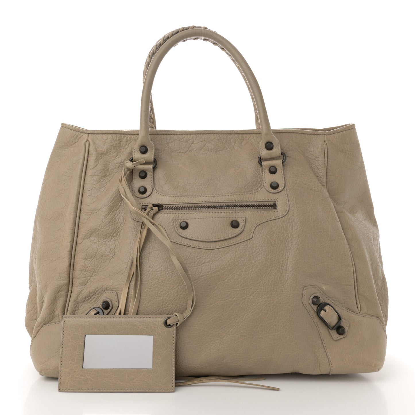 Agneau Classic Hardware Large Sunday Tote Latte Beige