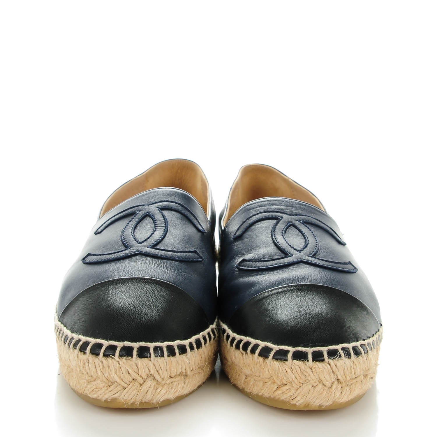 Chanel Lambskin CC Espadrilles 39 Navy Black 2 of 9