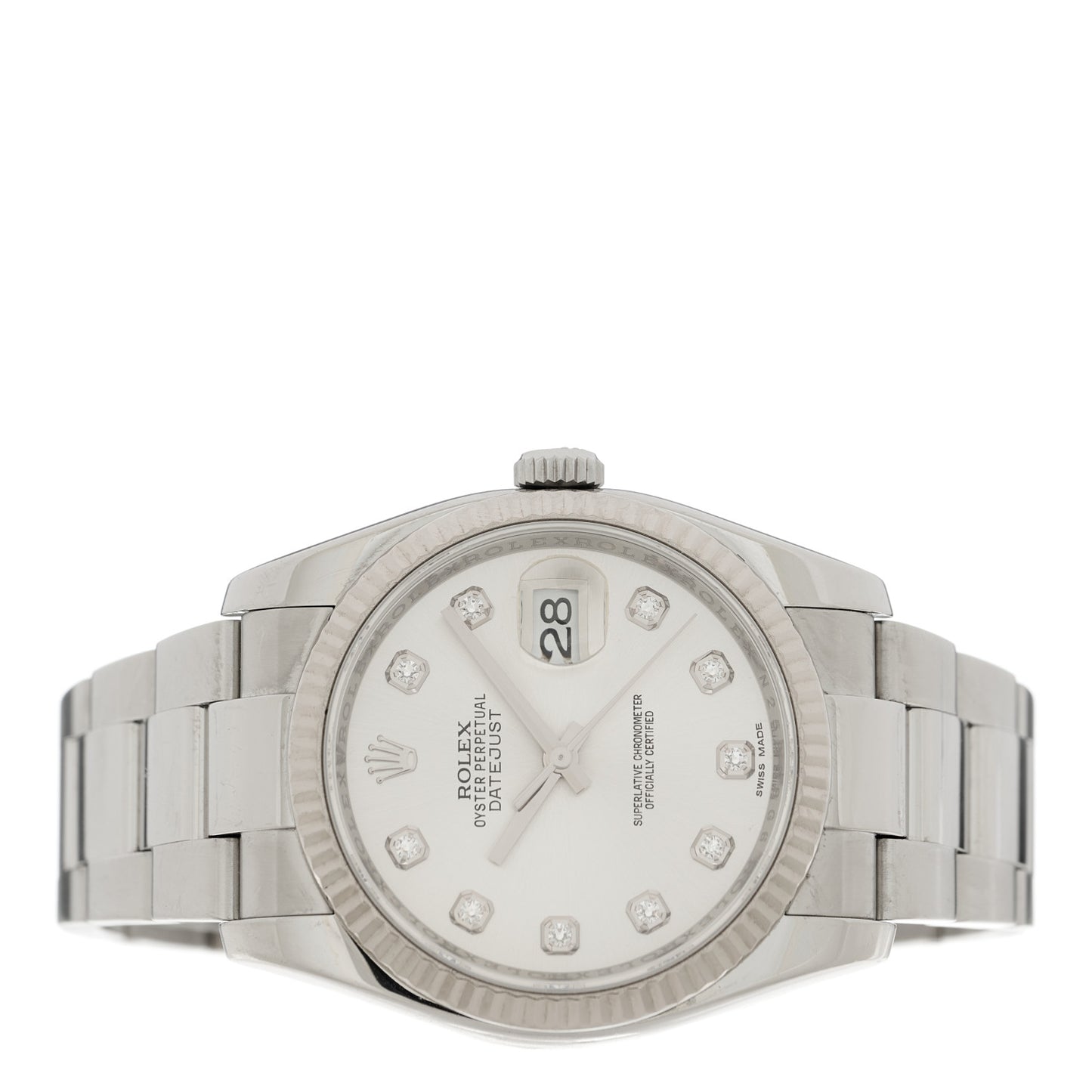 Stainless Steel 18K White Gold Diamond 36mm Oyster Perpetual Datejust Watch Silver 116234