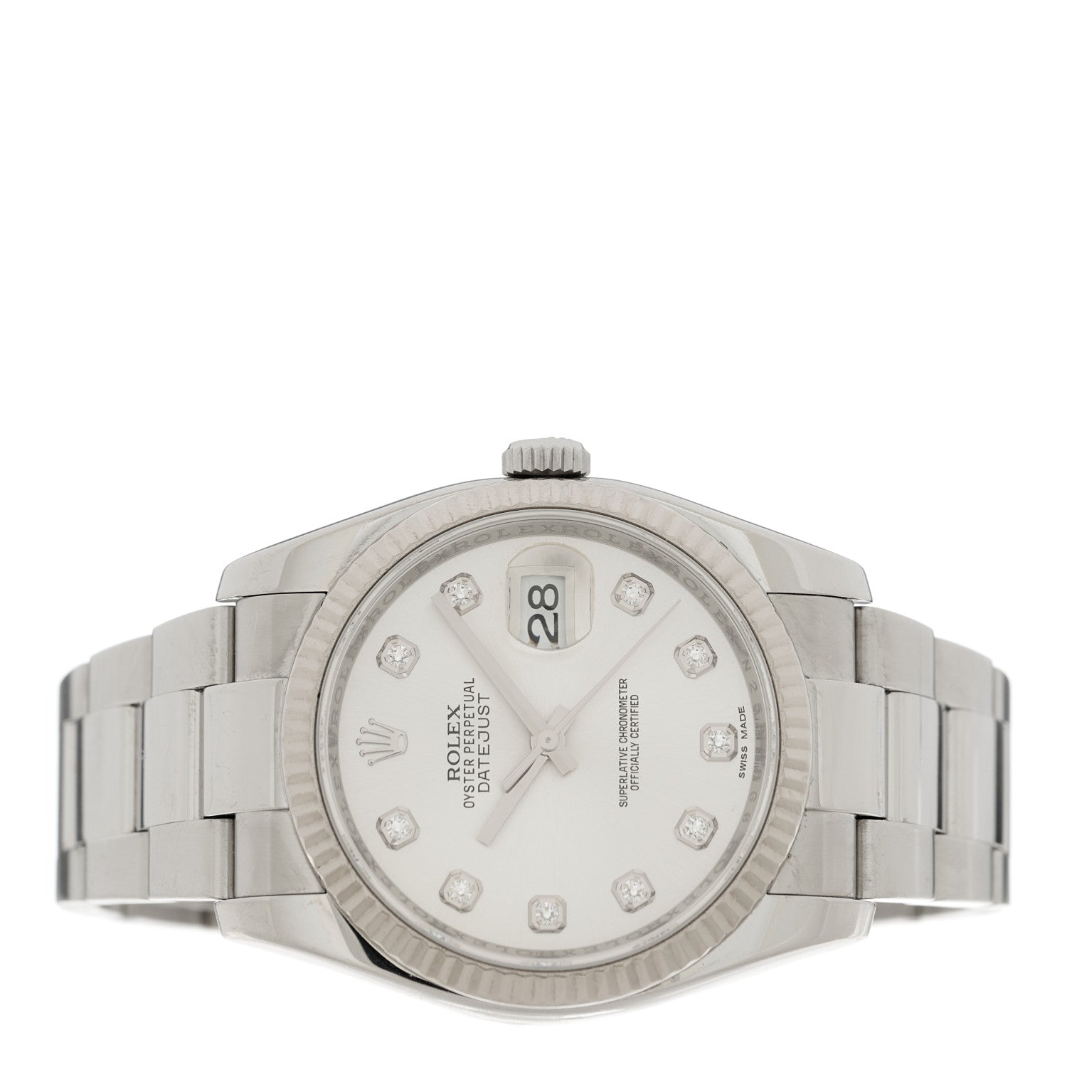 Rolex Stainless Steel 18K White Gold Diamond 36mm Oyster Perpetual Datejust Watch Silver 116234 2 of 5