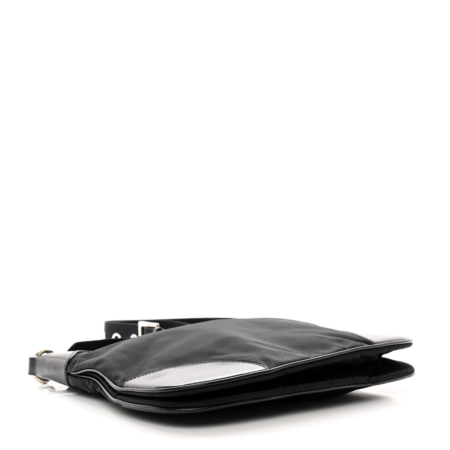 Prada Tessuto Nylon Calfskin Flat Messenger Bag Black 4 of 9