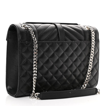 Saint Laurent Grain De Poudre Textured Mixed Matelasse Triquilt Medium Monogram Satchel Black 3 of 10