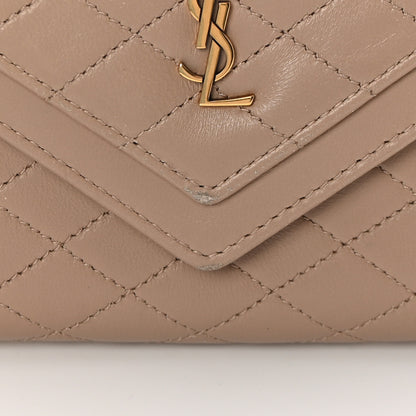 Saint Laurent Lambskin Quilted Monogram Large Gabbie Flap Wallet Dark Beige 9 of 15