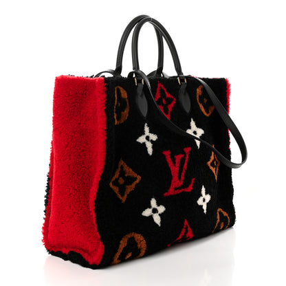 Louis Vuitton Shearling Monogram Giant Teddy Onthego GM Black Red 3 of 10