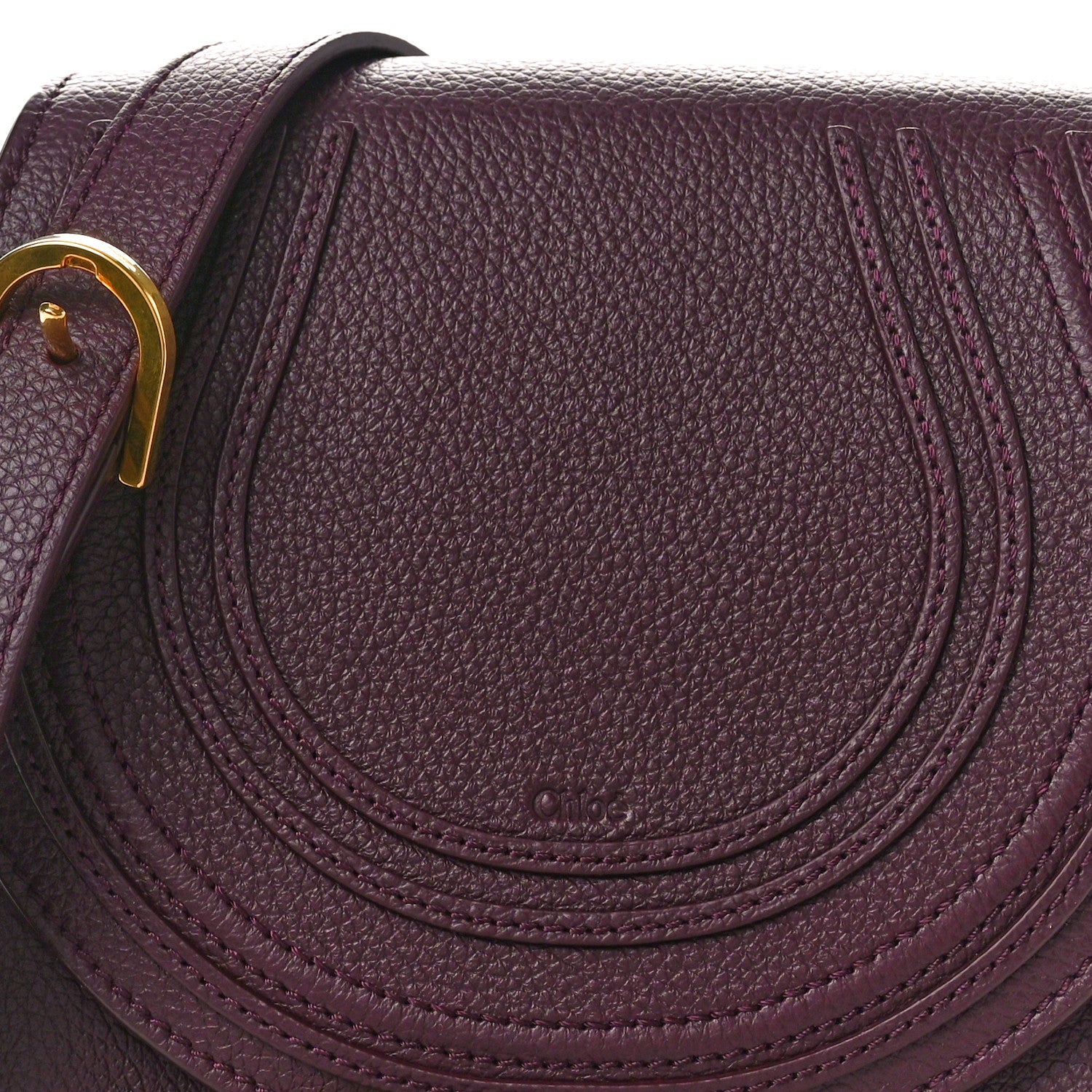 Chloe Grained Calfskin Small Marcie Saddle Bag Dimness Purple 8 of 10