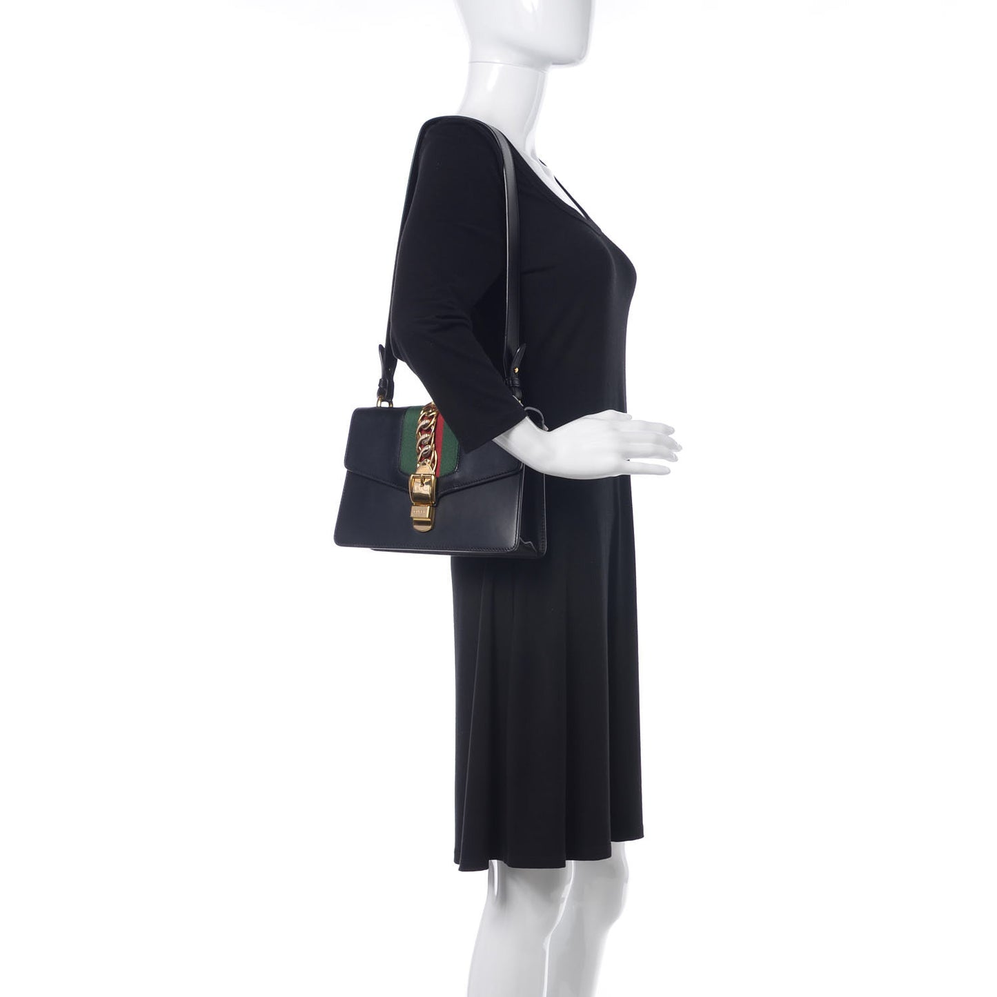 Calfskin Small Sylvie Shoulder Bag Black
