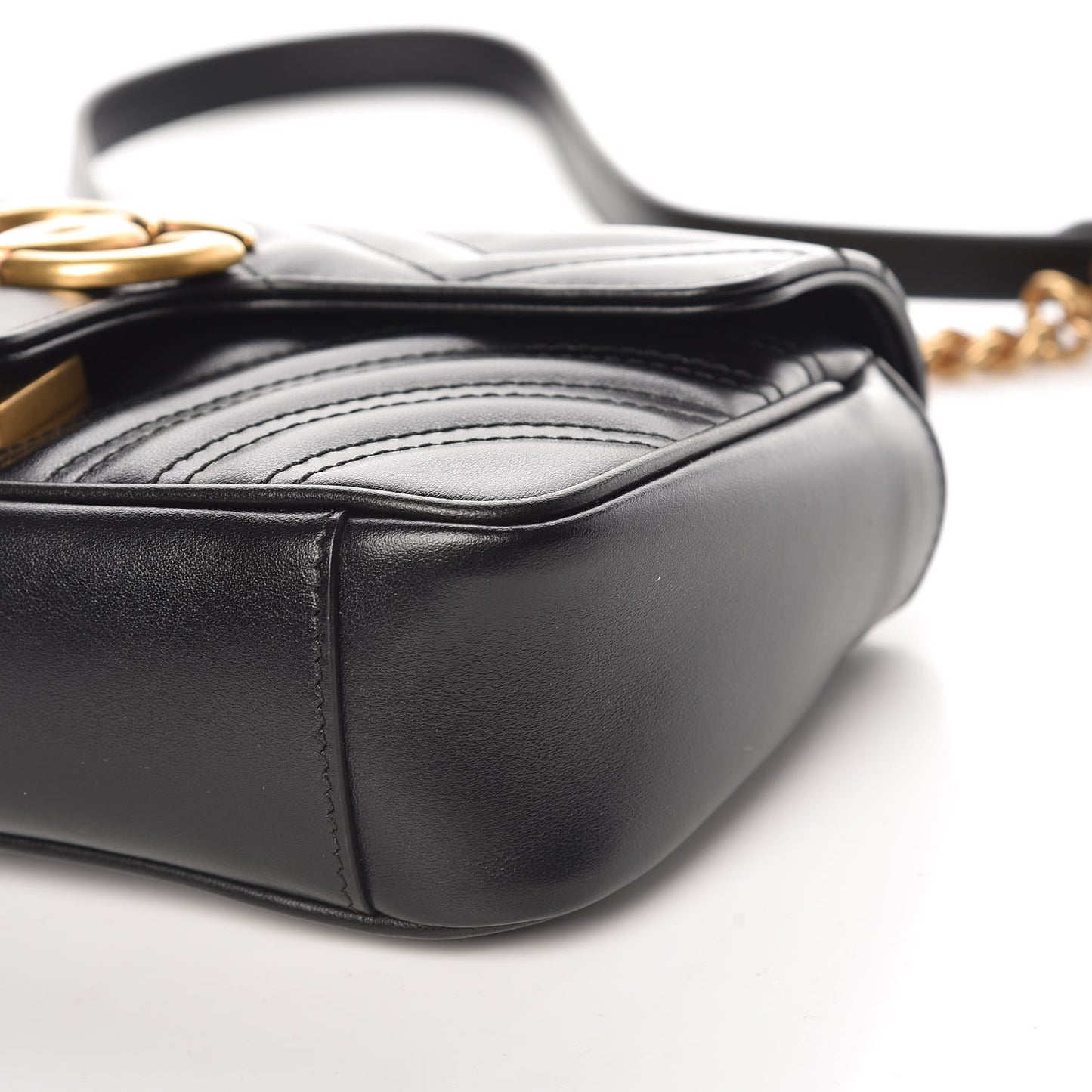 Calfskin Matelasse Mini GG Marmont Shoulder Bag Black