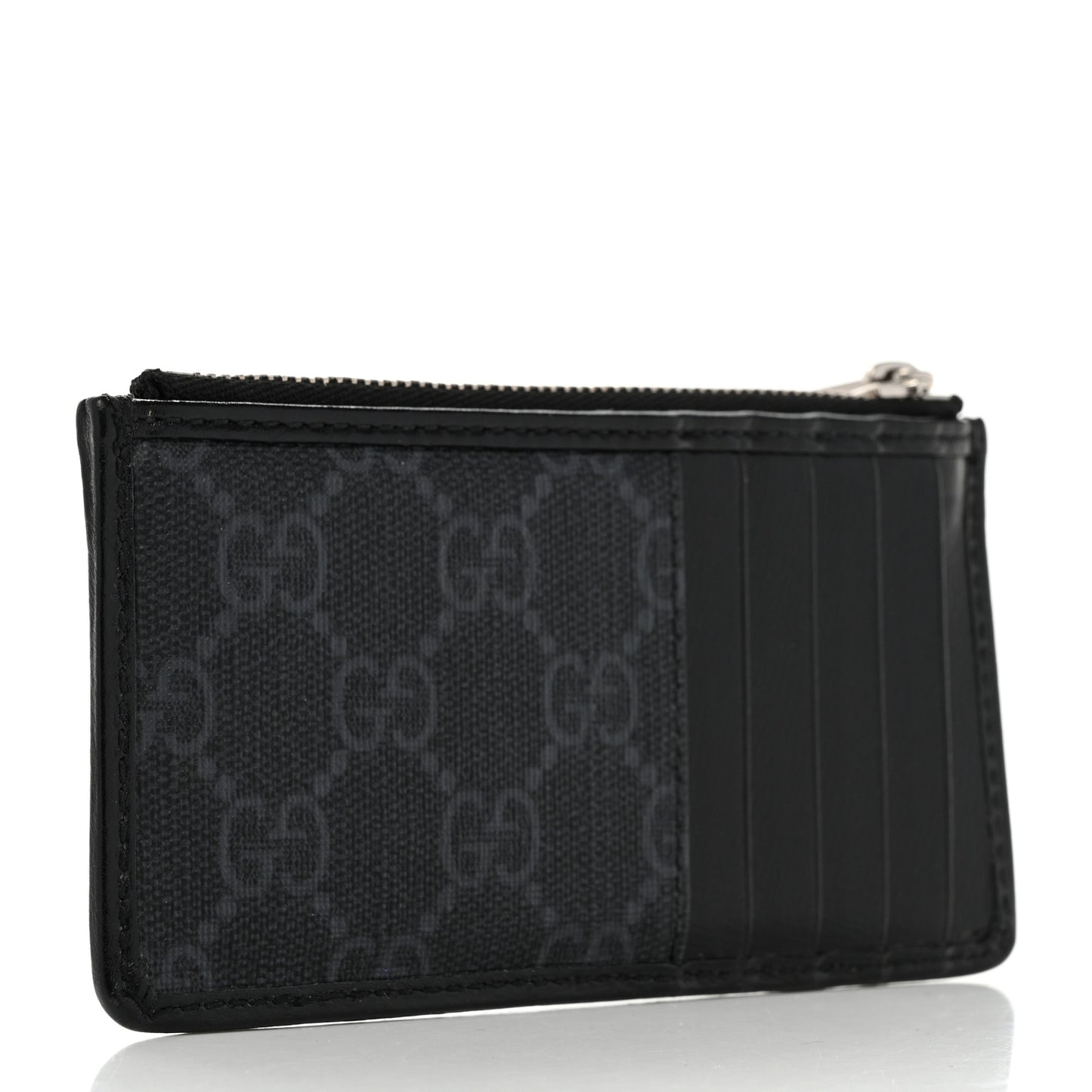 GG Supreme Monogram Azalea Calfskin Retro Interlocking G Coin Case Card Holder Black