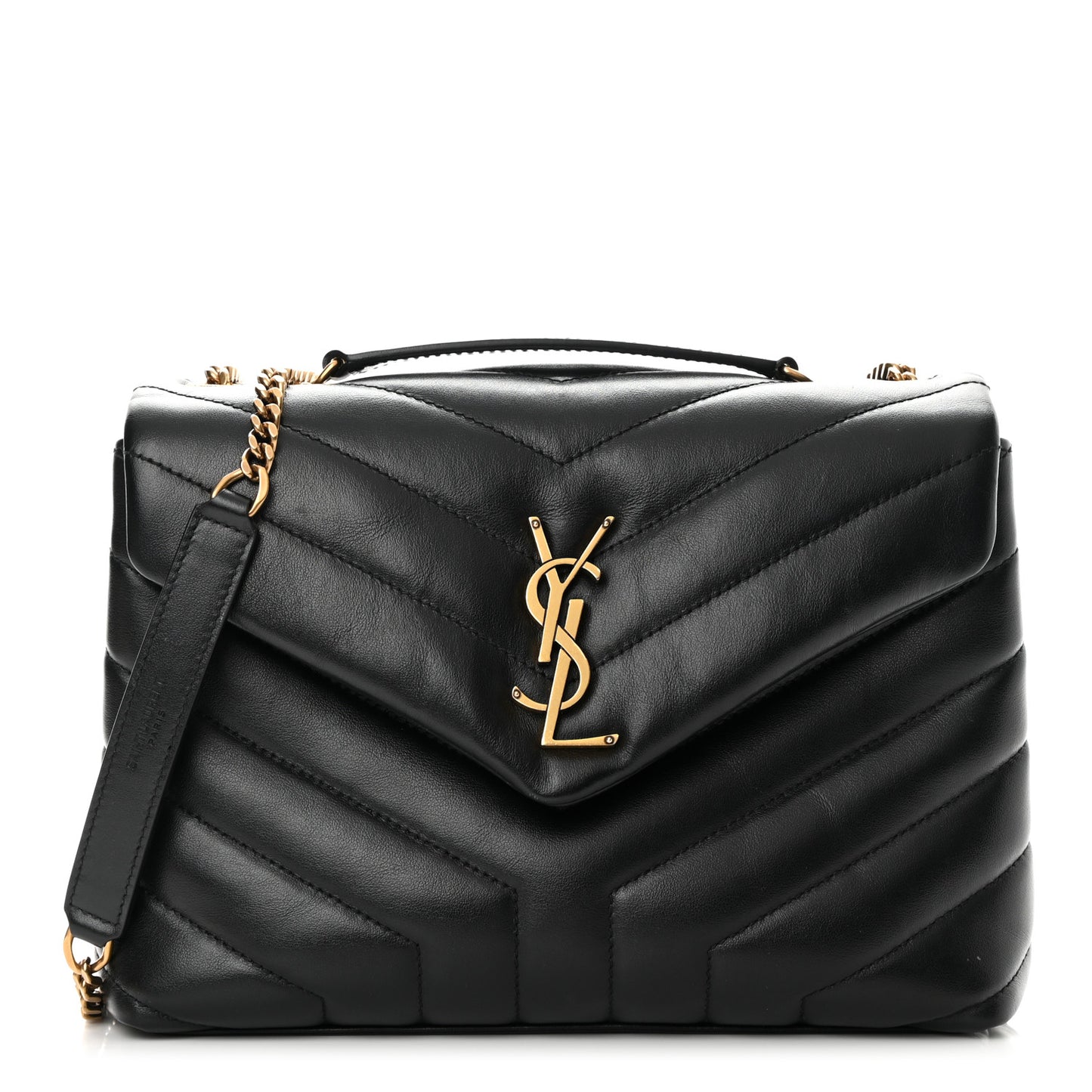 Calfskin Y Quilted Monogram Small Loulou Chain Satchel Black