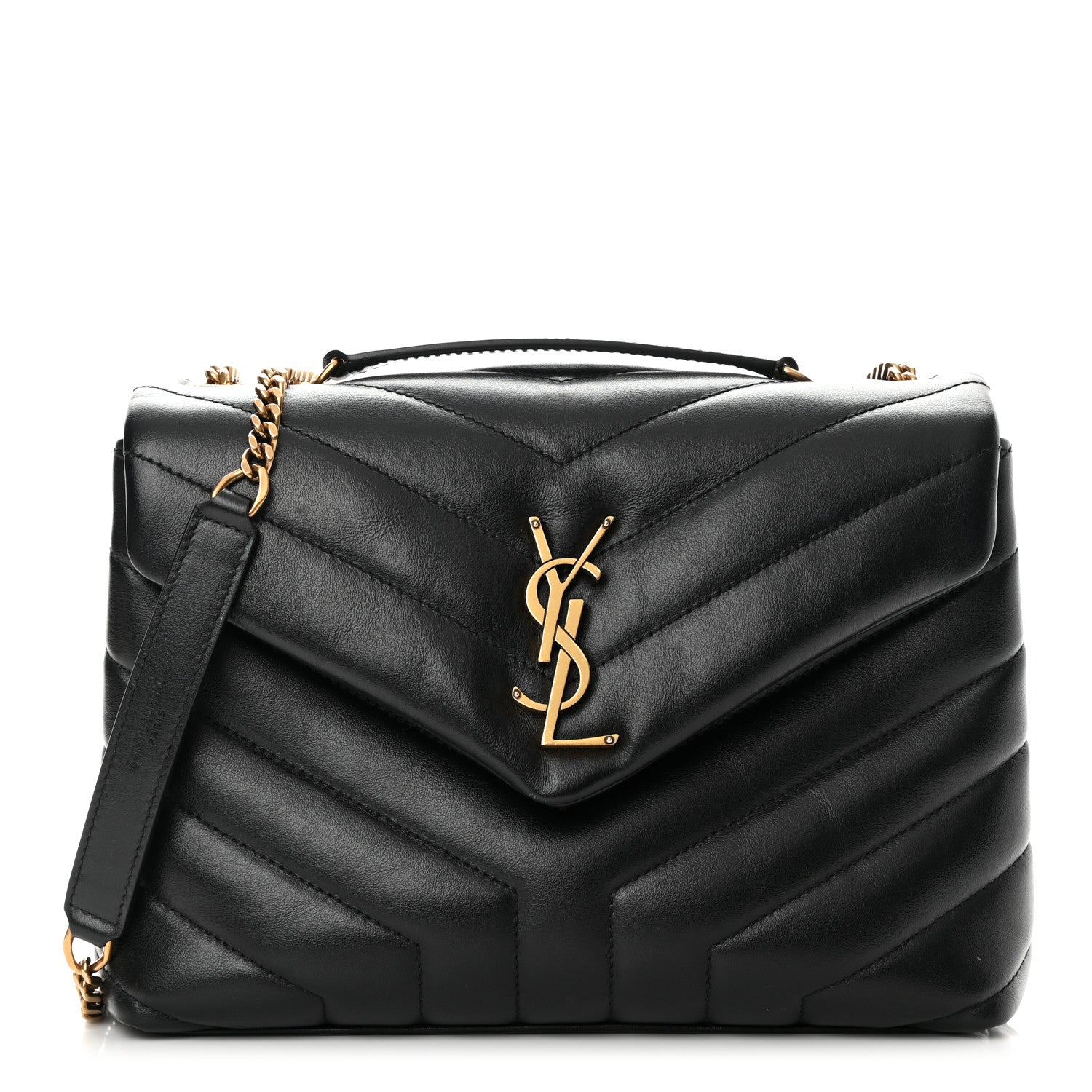 Saint Laurent Calfskin Y Quilted Monogram Small Loulou Chain Satchel Black 1 of 16