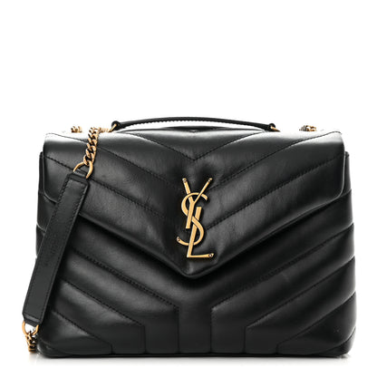 Saint Laurent Calfskin Y Quilted Monogram Small Loulou Chain Satchel Black 1 of 16