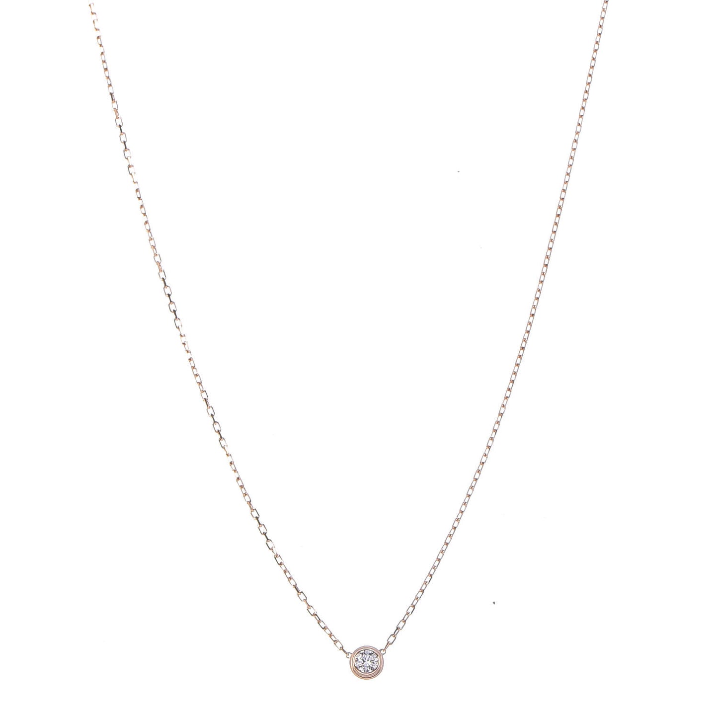 18K Pink Gold Diamond LM D'Amour Pendant Necklace