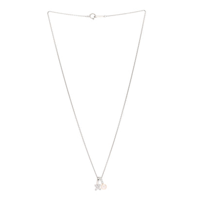 Mikimoto 18K White Gold Diamond Akoya Pearl 5.5mm Flower Pendant Necklace 3 of 5