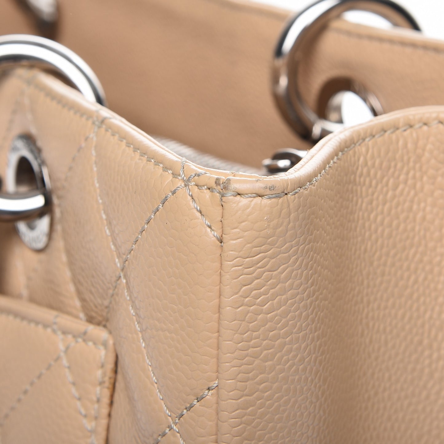Caviar Quilted Grand Shopping Tote GST Beige Clair