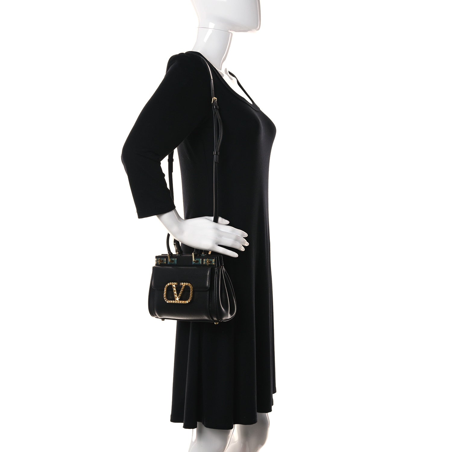 Valentino Garavani Grainy Calfskin Mini Rockstud Alcove Top-Handle Bag Black 2 of 11