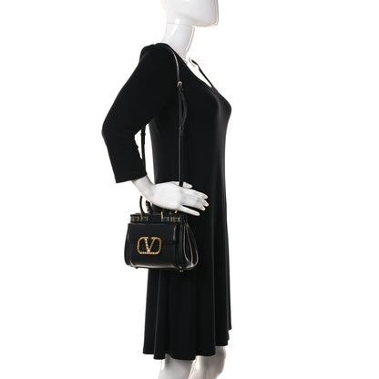 Valentino Garavani Grainy Calfskin Mini Rockstud Alcove Top-Handle Bag Black 2 of 11