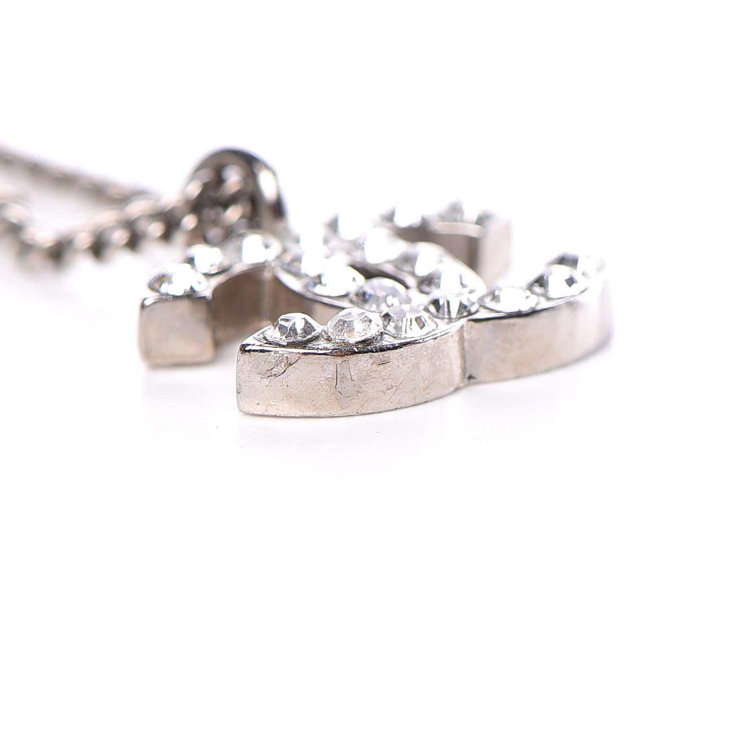 Chanel Crystal Timeless CC Necklace Silver 6 of 6