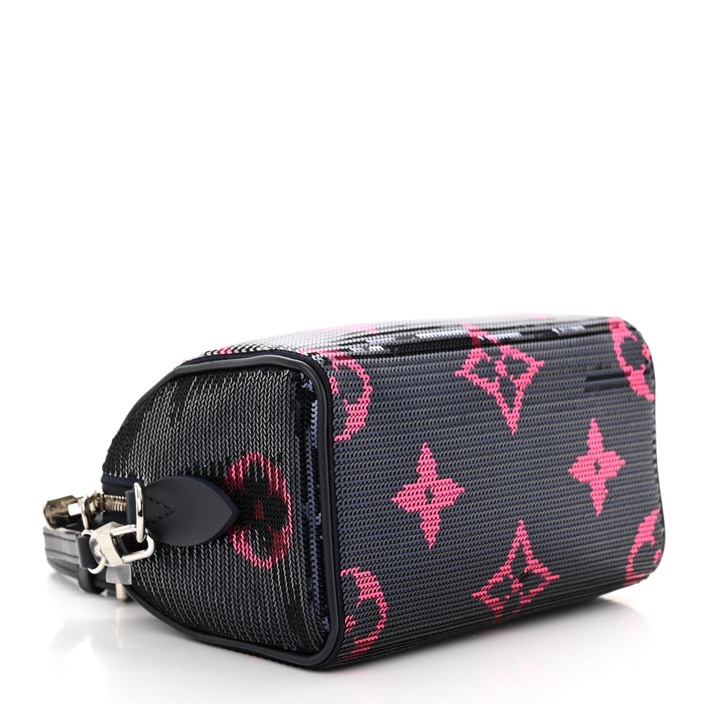 Giant Monogram Sequins Speedy Bandouliere 18 Navy Fuchsia