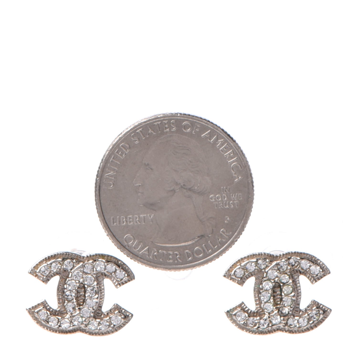 Chanel Crystal Timeless CC Earrings Light Gold 2 of 4
