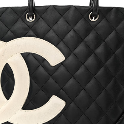 Chanel Calfskin Quilted Medium Cambon Tote Black White 8 of 14