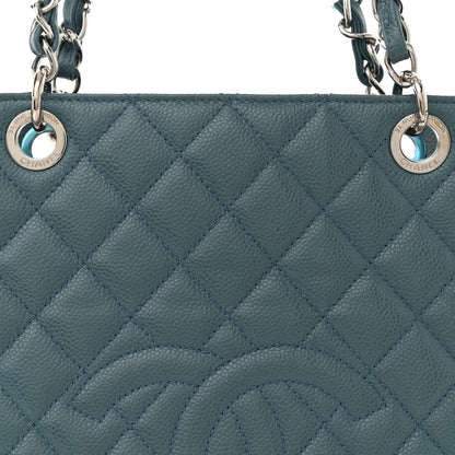 Chanel Caviar Quilted Petit Shopping Tote PST Blue 8 of 10