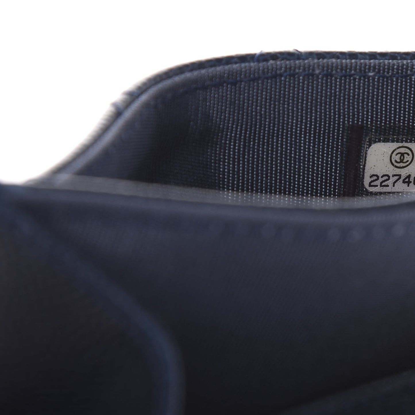 Caviar Quilted Flap Card Holder Navy Blue