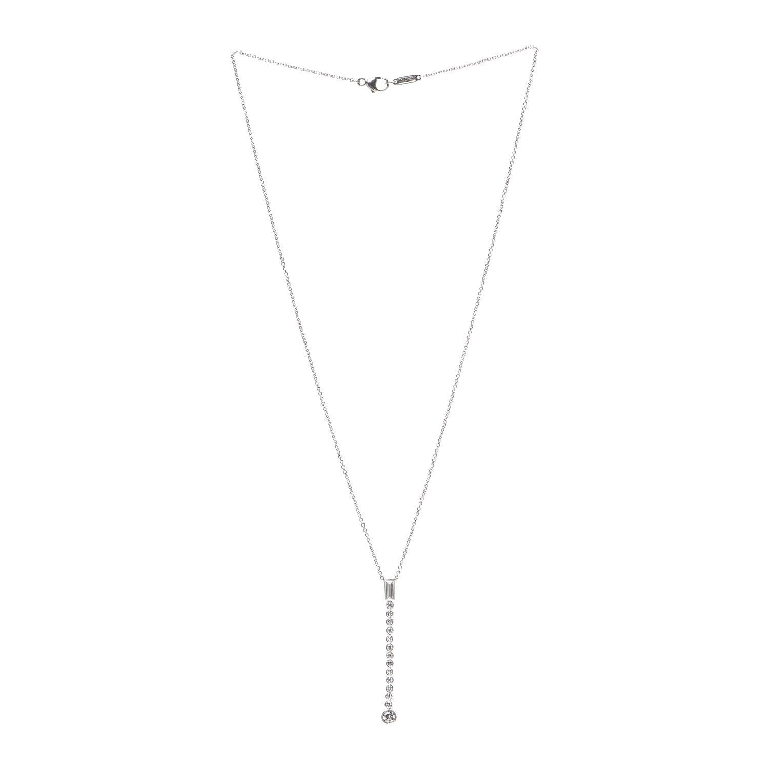 Tiffany Platinum Diamond Jazz Graduated Drop Pendant Necklace 3 of 5