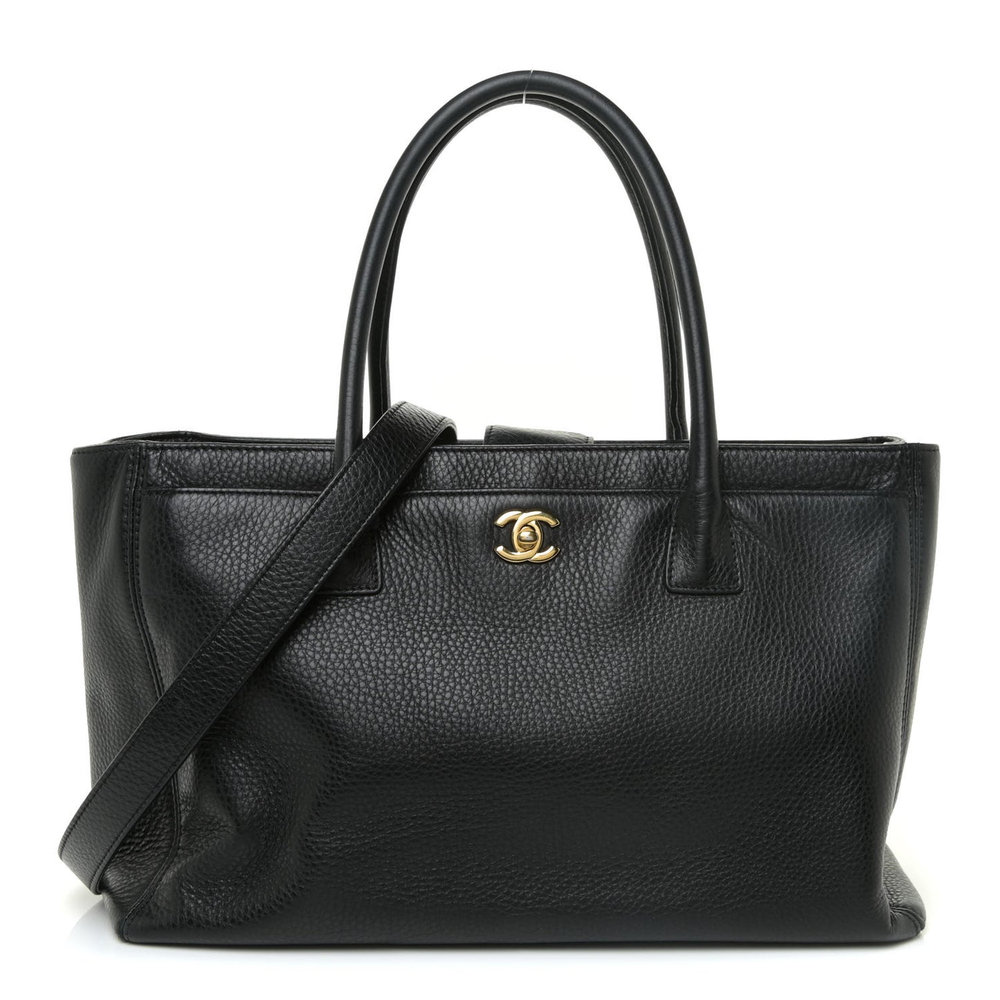 Calfskin Cerf Executive Shopper Tote Black