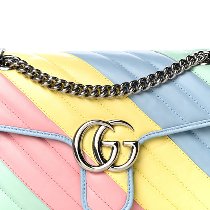 Gucci Calfskin Matelasse Diagonal Small GG Marmont Shoulder Bag Multicolor Pastel 8 of 12