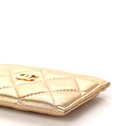 Chanel Metallic Lambskin Quilted CC Card Holder Gold 10 of 11