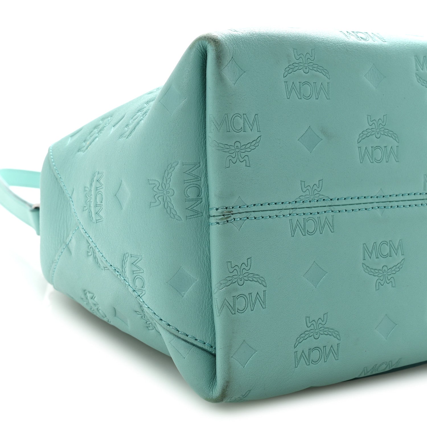 MCM Calfskin Ottomar Monogram Medium Klara Hobo Pool Blue 8 of 9