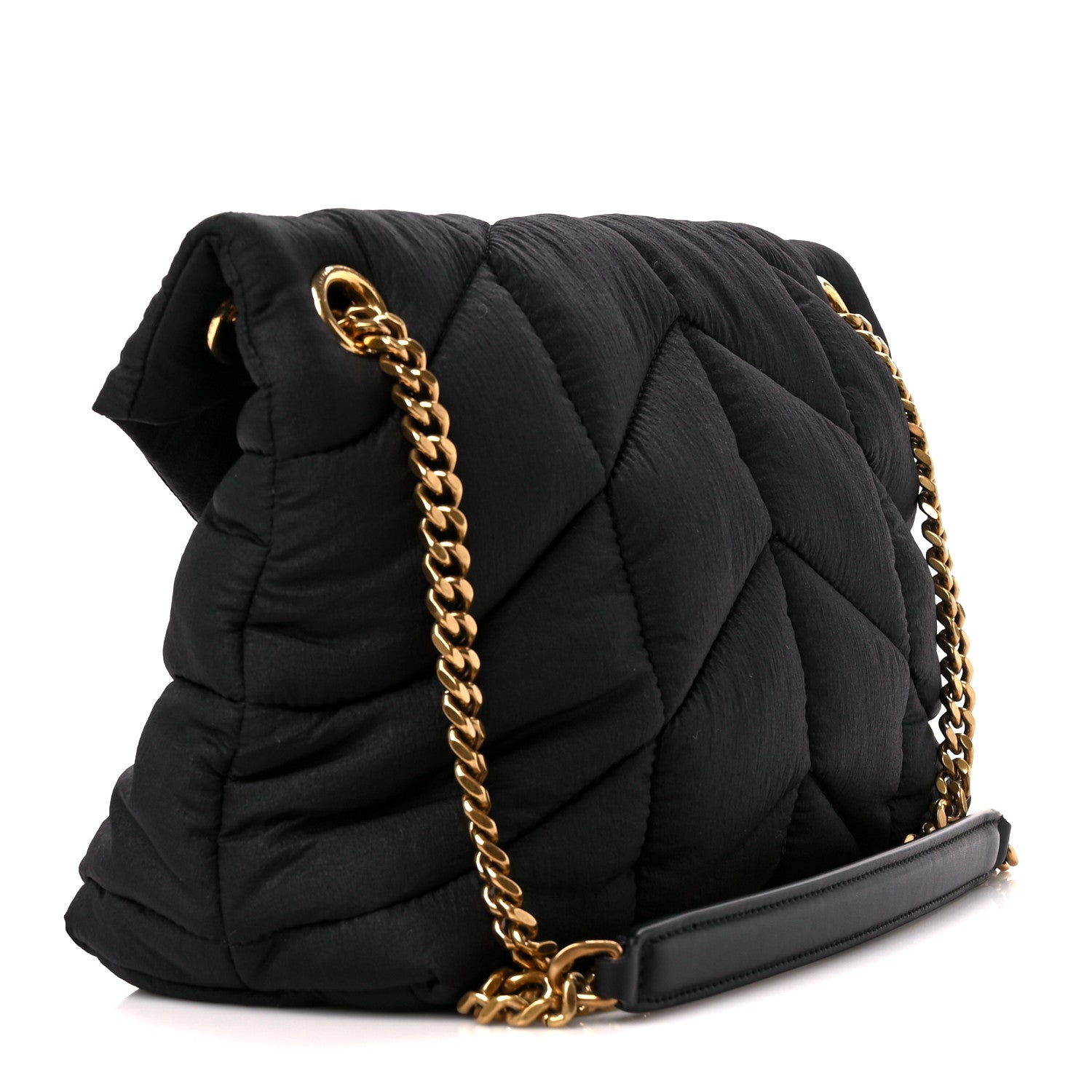 Saint Laurent Nylon Quilted Small Loulou Puffer Monogram Chain Satchel Black 3 of 10