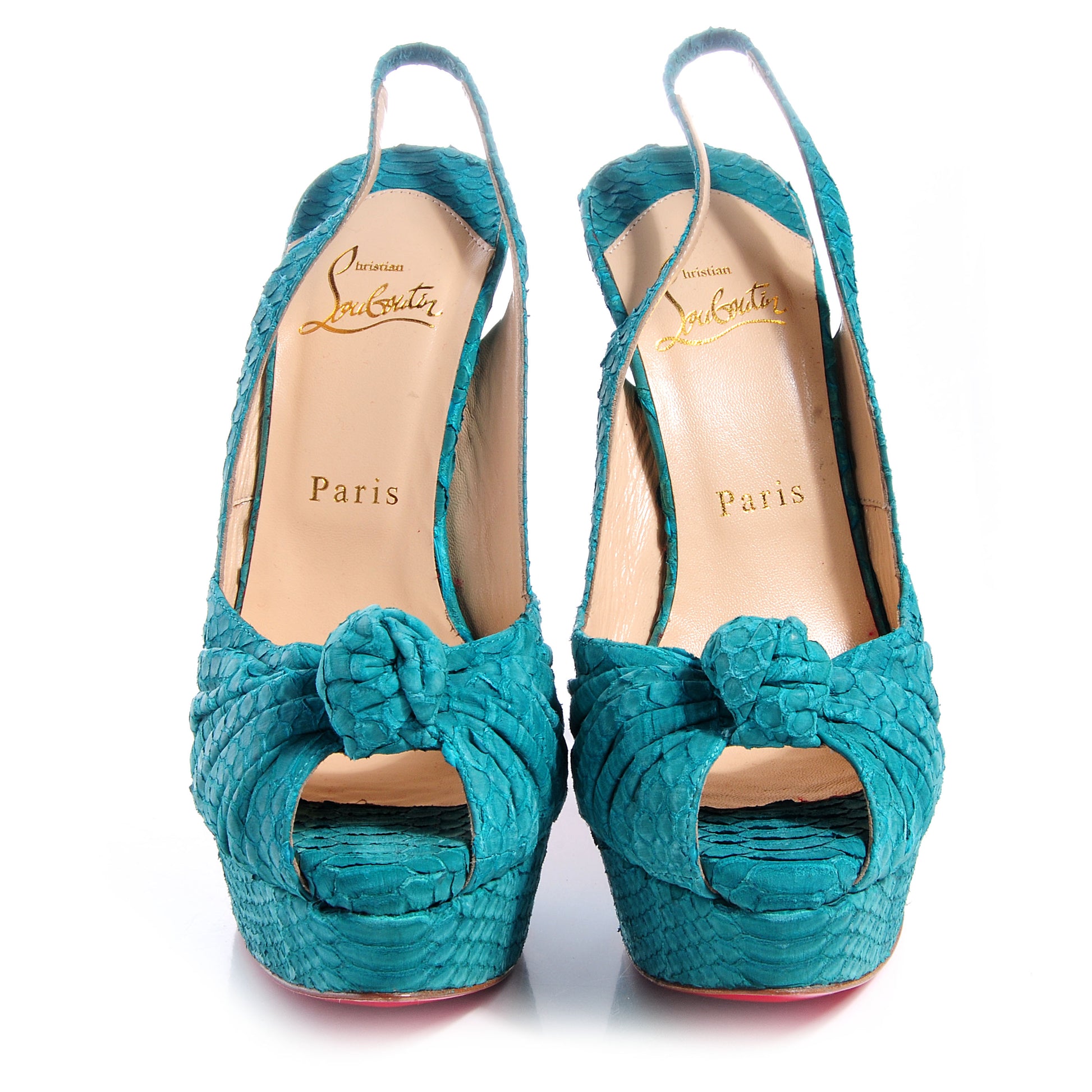 Christian Louboutin Pitone Python Miss Benin 160 Pumps 38.5 Turquoise 2 of 6