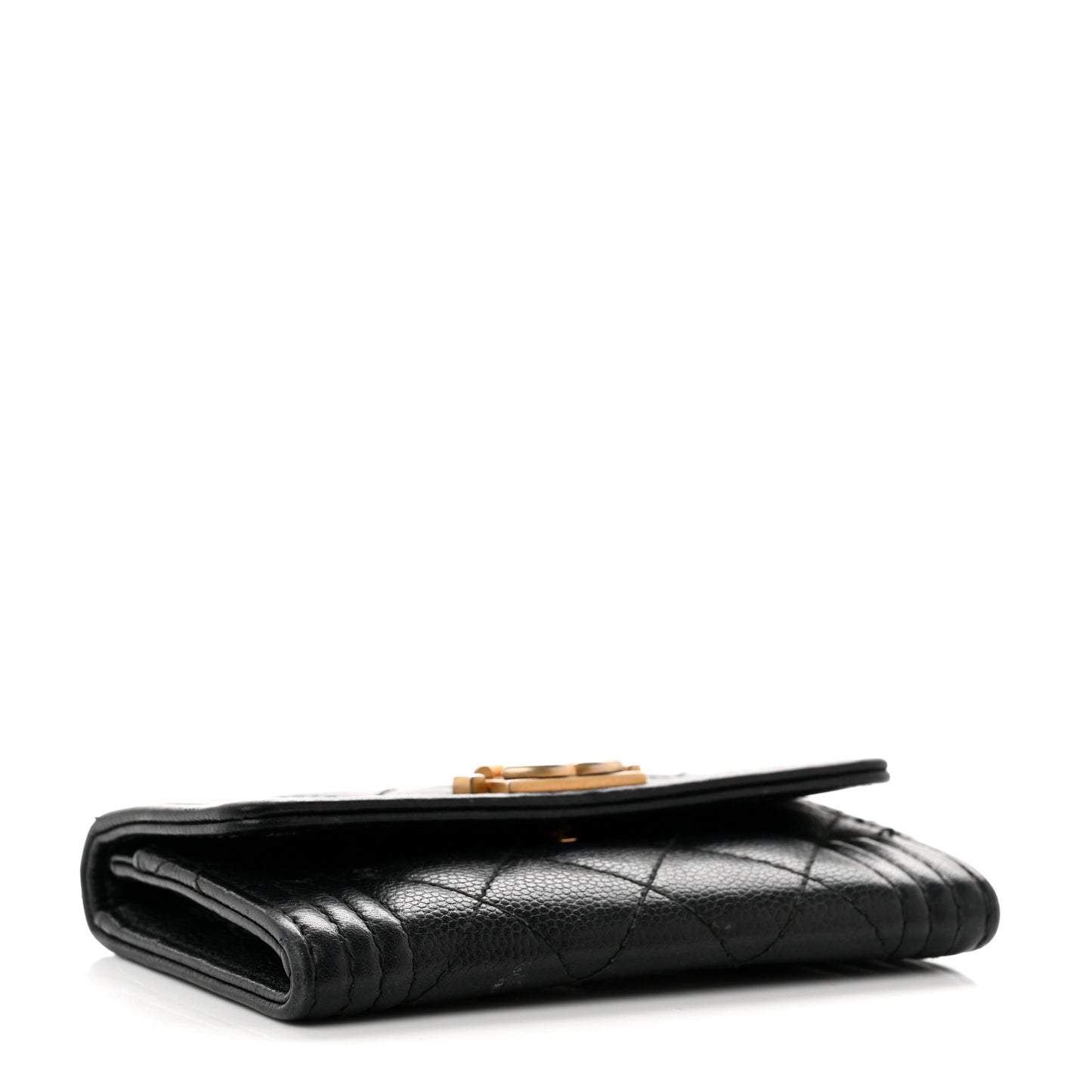 Caviar Quilted Boy Flap Card Holder Black